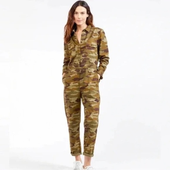 Outerknown SEA suit camouflage long sleeve utility jumpsuit linen blend Sz S Nwt - Picture 1 of 9
